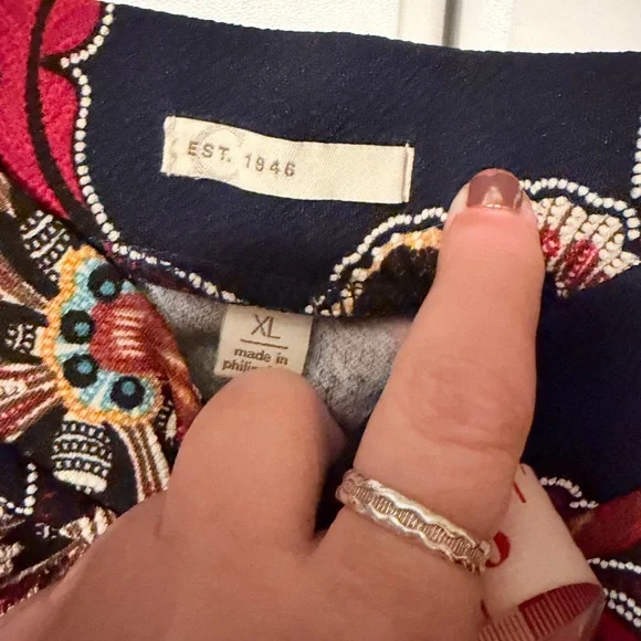 Cato Navy Maxi Skirt with Red and Gold Floral Print - Picture 3 of 7